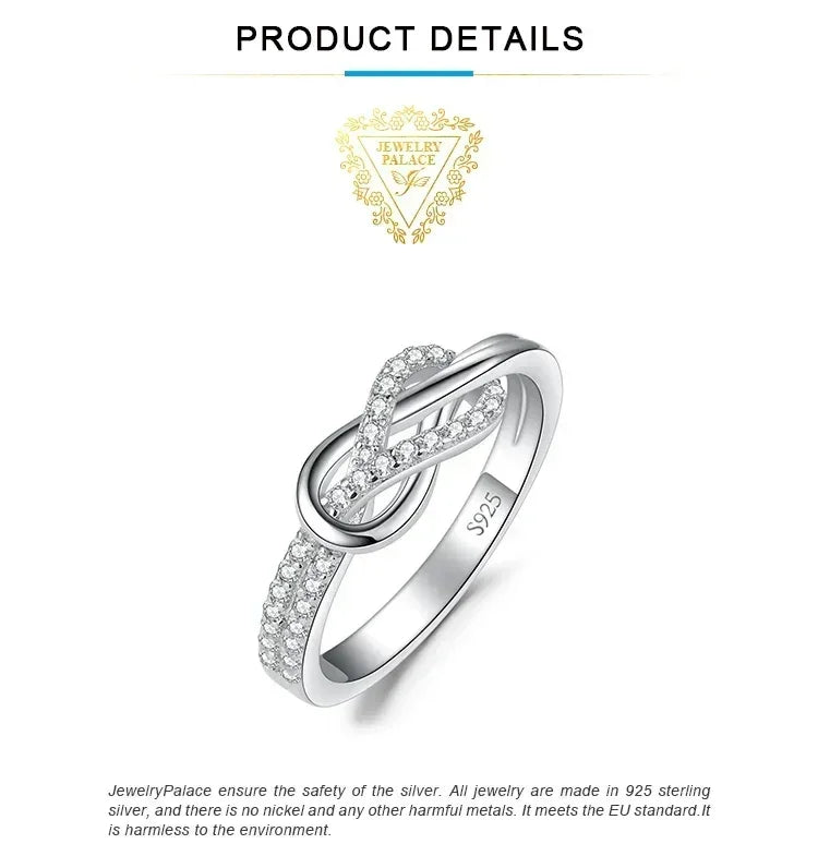 JewelryPalace Nouvelle Arrivée Bague Statement Nœud Infini Gemme Argent Sterling 925 pour Femme Bijoux Classiques et Tendance