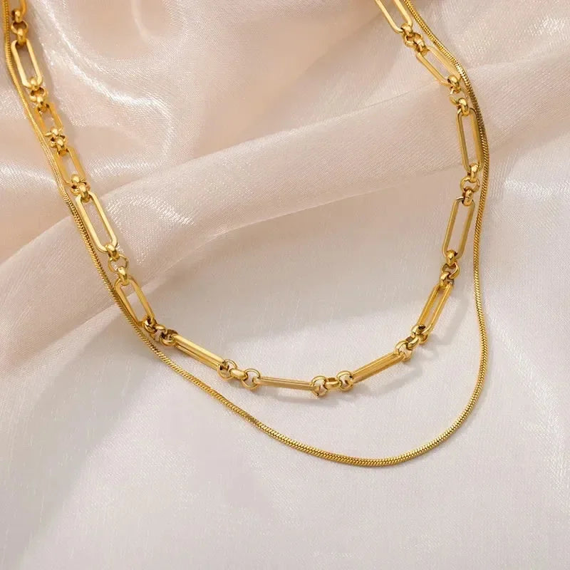 Collier multicouche cœur en acier inoxydable 316L pour femmes et filles, gothique, couleur or, chaîne de clavicule, pendentif ras du cou, cadeau d'anniversaire