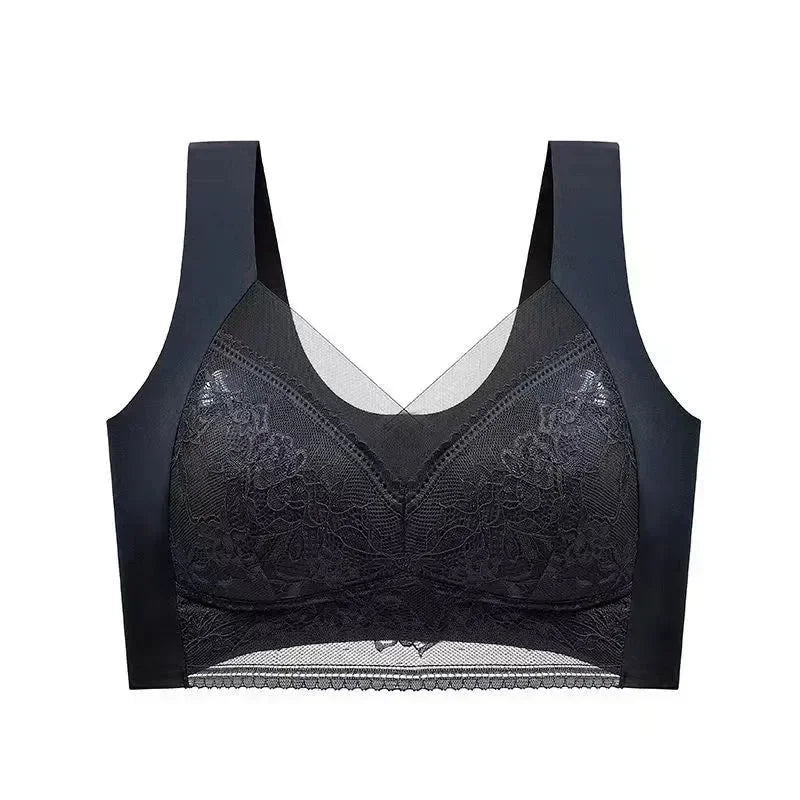Soutien-gorge Grande Taille Femme L-5XL, Push-Up, Soie Glacée Sans Couture, Bralette Dentelle Sans Armature, Soutien-Gorge d'Été Grande Taille, Lingerie, Sous-vêtement 15019
