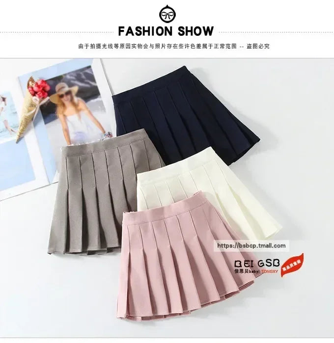 1 jupe plissée printemps-été pour filles, jupe trapèze élastique pour étudiantes, jupes JK style collège pour enfants, jupes courtes mode pour enfants