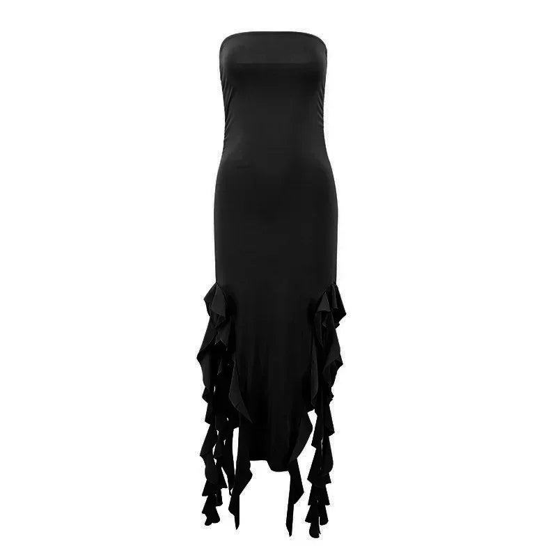BWQ Robes longues pour femmes, fendues, sexy, moulantes, sans manches, robe méduse, mode pour filles chaudes, robe longue femme épaules dénudées