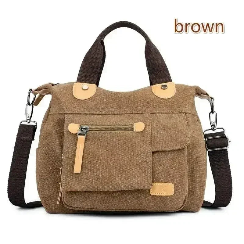 Sac fourre-tout décontracté Sac à main bandoulière en toile grande capacité pour femme