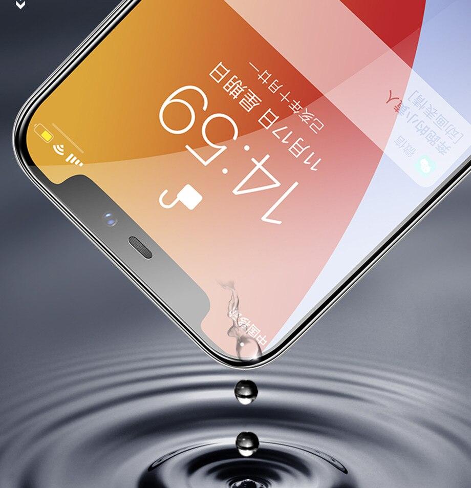 Protecteur d'écran en verre trempé à couverture complète 9D pour IPhone 11 Pro Max 14 12 X S XS XR Verre trempé sur IPhone 13 Mini 7 8 6S Plus SE Film Protecteur d'écran en verre trempé Compatible pour iPhone