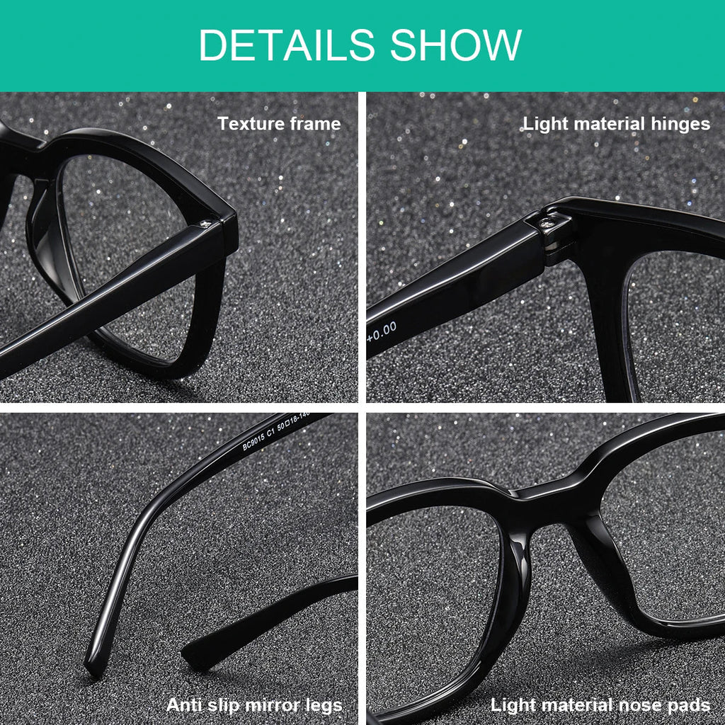 BARCUR Lunettes de Presbytie Rétro Tendance Motif Léopard pour Femmes Monture Rectangulaire en PC Multi-Degrés Durable avec Verres en Acrylique Transparent pour la Lecture ou le Travail