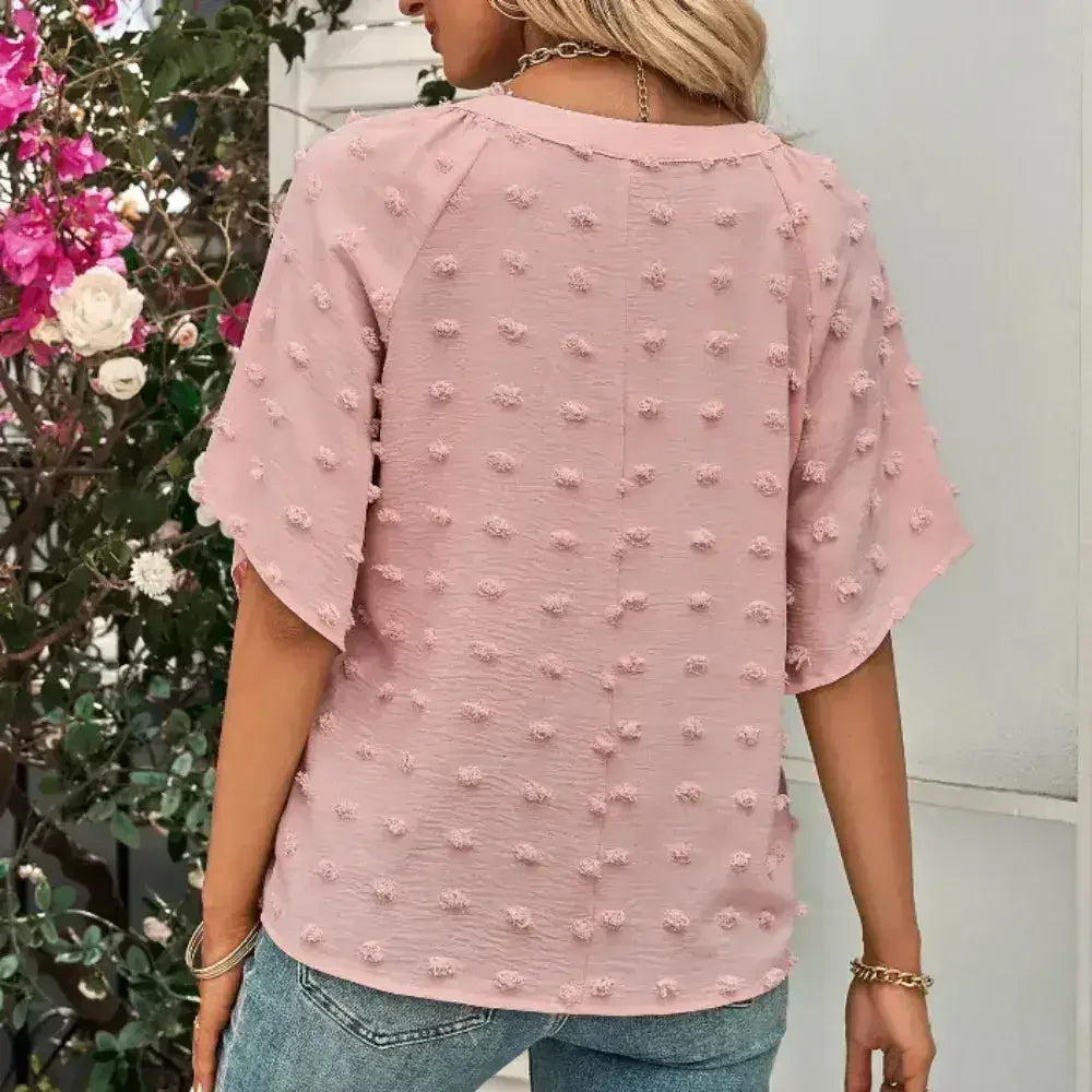 Haut à encolure en V coupe chauve-souris - Blouse d'été en mousseline | Femstylo