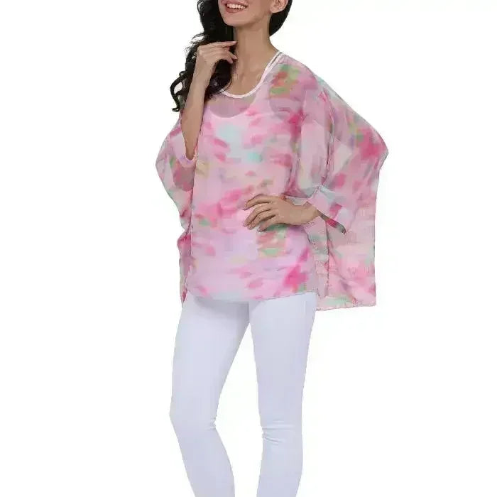 Haut en mousseline rose Licorne - Blouse fantaisie taille unique | Femstylo