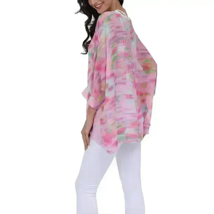 Haut en mousseline rose Licorne - Blouse fantaisie taille unique | Femstylo