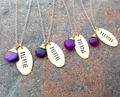 Collier « Breathe » – Plaque en laiton estampée à la main avec calcédoine violette, 50,8 cm