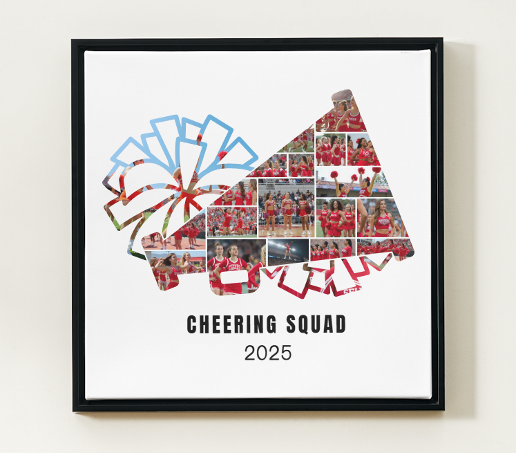 Cheerleading Squad Photo Collage Template – Customizable Canva Design