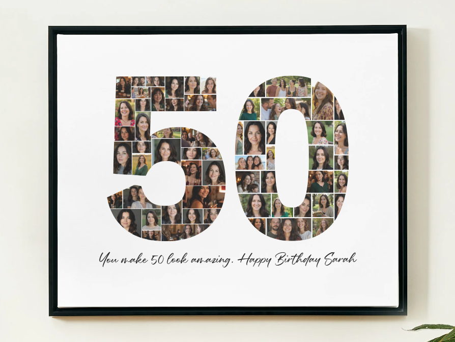 Modèle Canva de collage photo pour 50e anniversaire – Téléchargement numérique