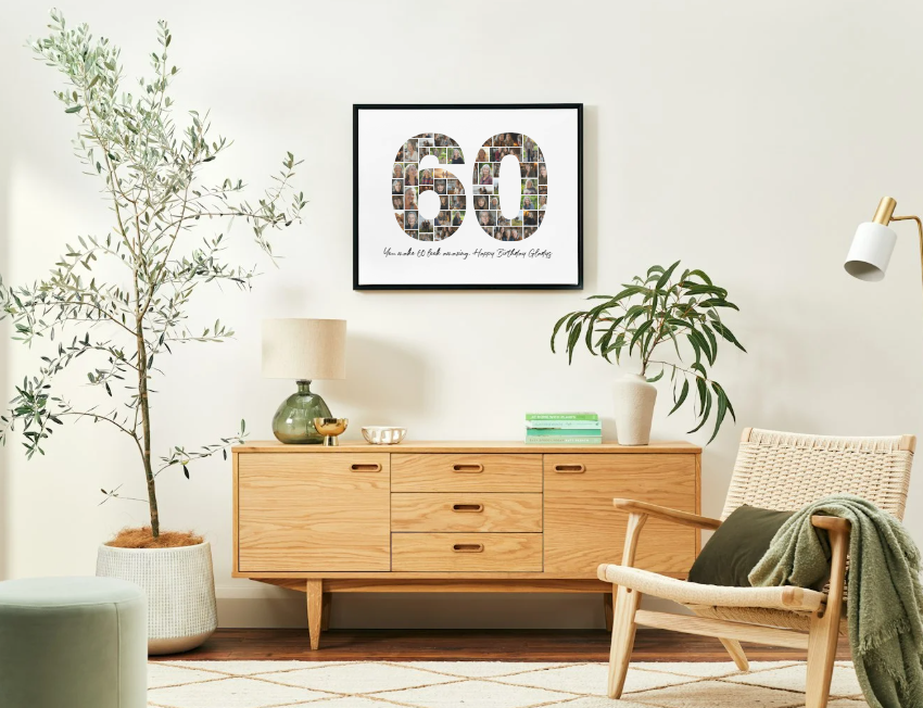 Modèle de collage photo pour 60e anniversaire – Modifiable avec Canva, Téléchargement numérique