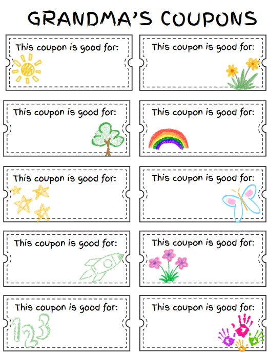 Carnet de coupons pour grand-mère à imprimer – Cadeau de fête des mères des enfants – Modèle Canva modifiable