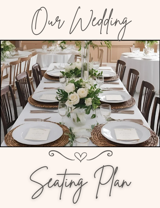 Modèle de plan de table de mariage de 80 pages – Organisateur modifiable dans Canva