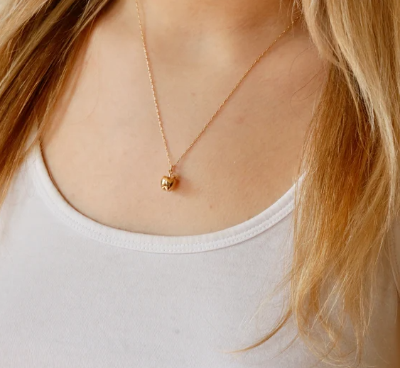 Collier Pendentif Petite Pomme - Bijoux Remplis d'Or 14k - Collier Fait Main - Cadeau pour Professeur