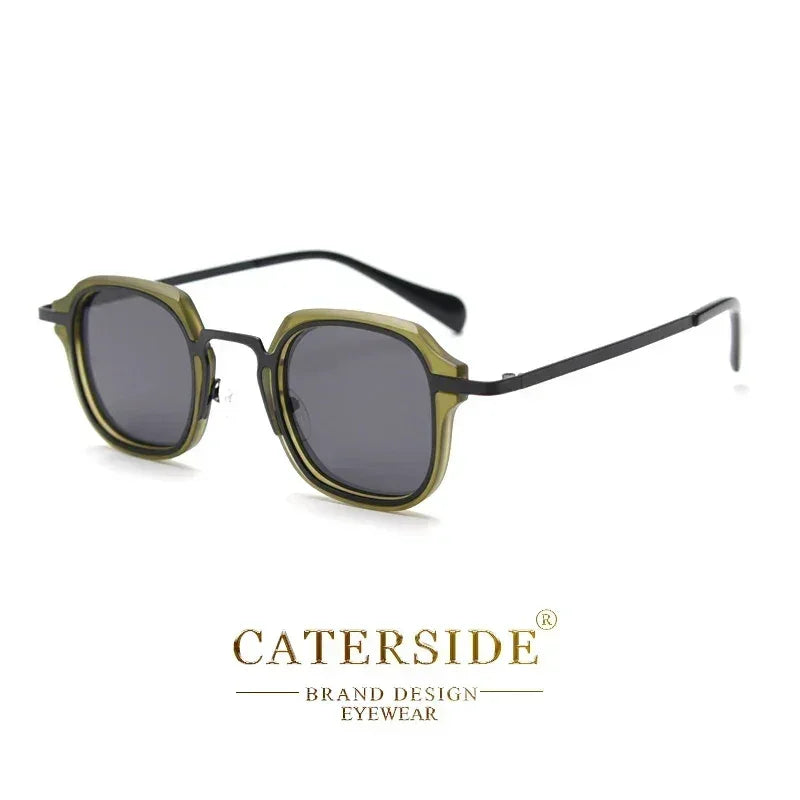 Caterside Lunettes de soleil polarisées rétro Punk pour hommes, monture métallique, verres carrés, mode, pour femmes, voyage en extérieur, conduite, protection UV400
