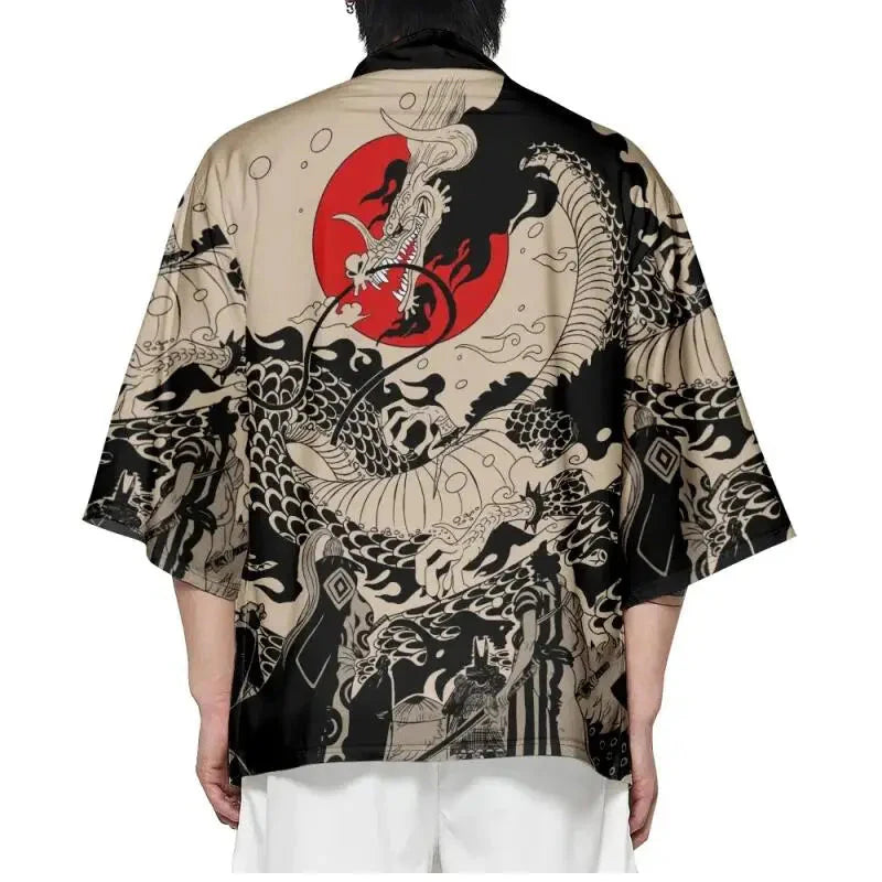 🐉 Haori Yukata Japonais Style Anime Dragon d'Été