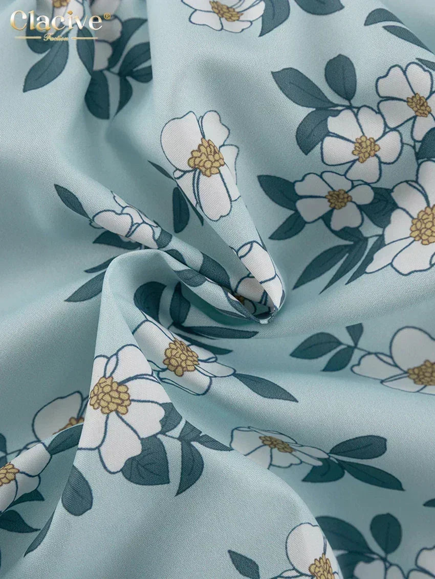 Clacive Robe d'été mince imprimée pour femme, à la mode, col slash, manches courtes, mini robes élégantes, taille haute, patchwork, robe féminine