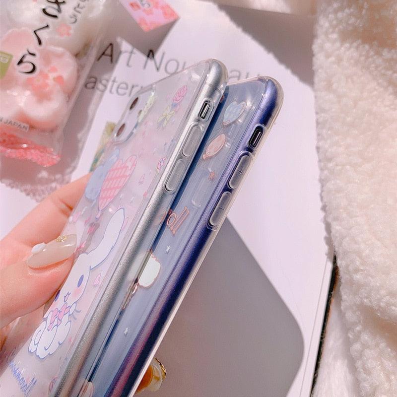 Coque de téléphone dessin animé pour iPhone 14, coque de téléphone chien grandes oreilles mignonnes pour iPhone 11 12 13 Pro Max, coque de téléphone X Xs Max Xr 7plus 8plus