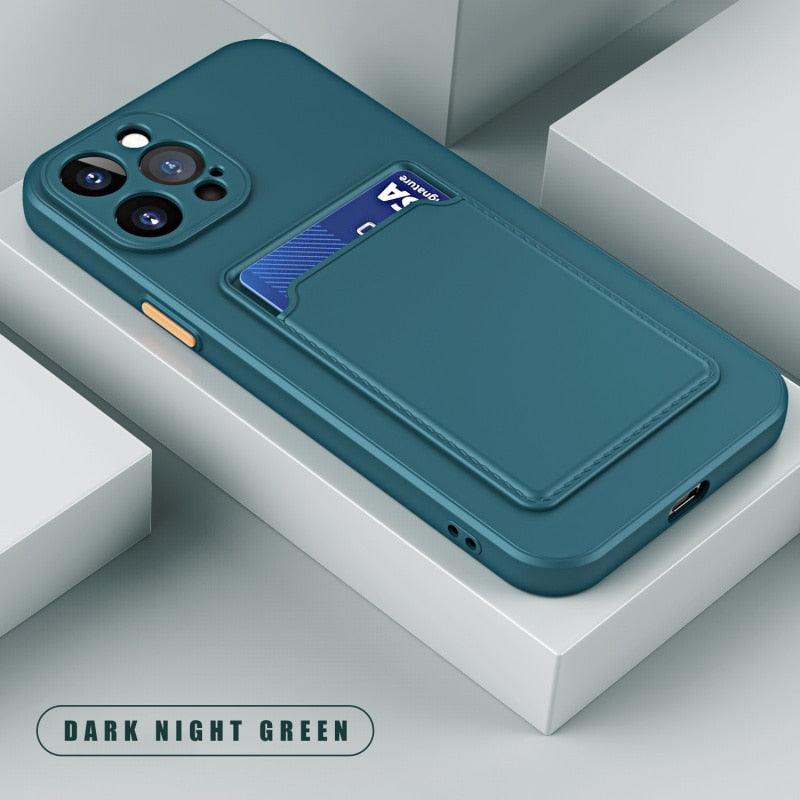Étui de Téléphone Souple Blanc avec Porte-Cartes pour iPhone 11 12 13 Pro Max Coque de Protection pour Appareil Photo Étui Portefeuille Souple en Silicone Portable Housse Arrière Durable