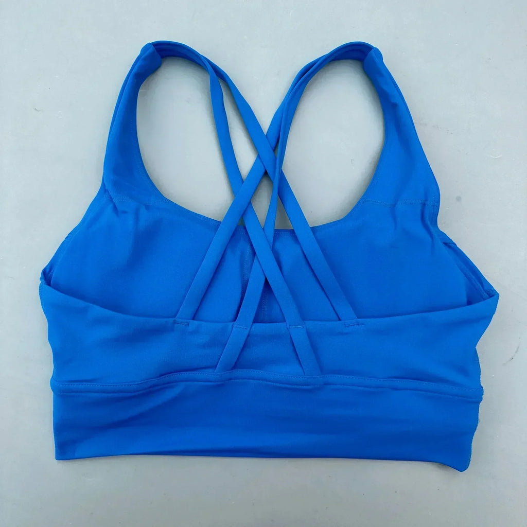 Soutien-gorge de sport uni pour femme, doux, haute résistance, haut moulant d'entraînement complet, gym, yoga, avec coussinets de poitrine