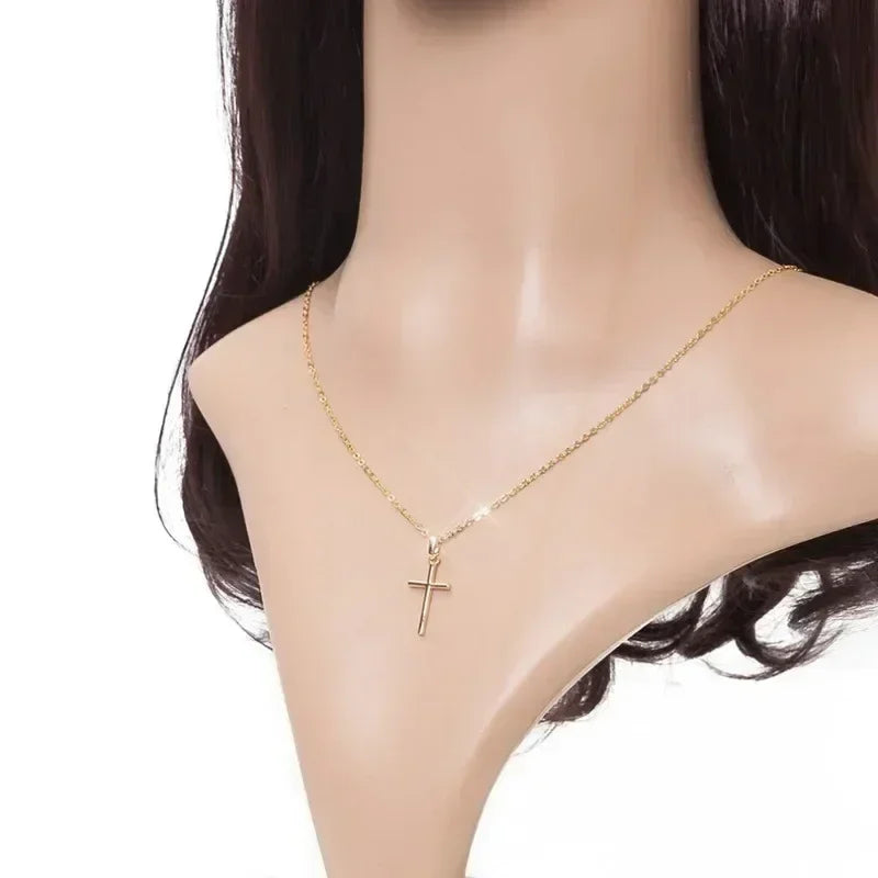 Collier pendentifs croix zircon luxe mode or clair couleur argent pour hommes femmes bijoux chaîne accessoire