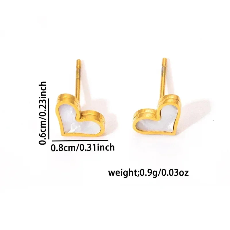 Parure de bijoux en acier inoxydable 316L ANENJERY avec collier, bracelet et boucles d'oreilles en forme de cœur et coquille pour femmes et filles, style simple et tendance, cadeaux en gros