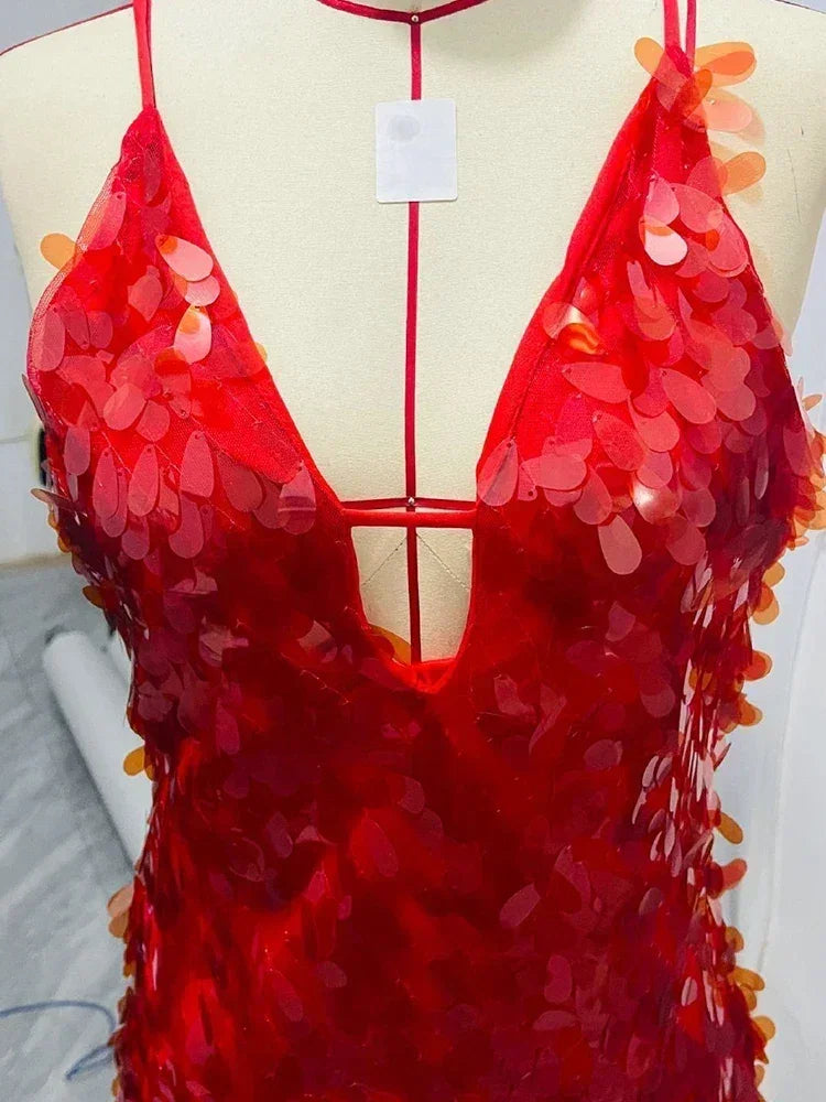 Robes longues Maxi élégantes à paillettes sans manches pour femmes, Robe longue de soirée unie à col en V profond et mode
