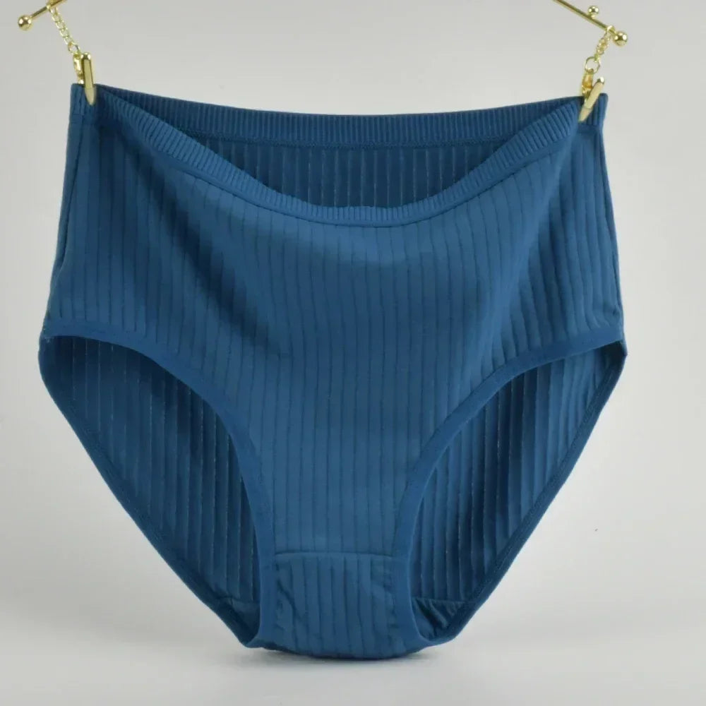 Culottes en coton taille haute douces pour femmes, sous-vêtements respirants, grande taille, slip féminin, lingerie, culotte rayée