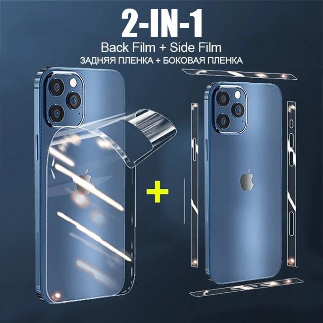 Film arrière intégral pour iPhone 13 12 Pro Max Mini Accessoires de téléphone portable Film latéral non-protecteur d'écran en verre Ultra-mince Transparent/Mat Film latéral et arrière Autocollant de bordure anti-rayures