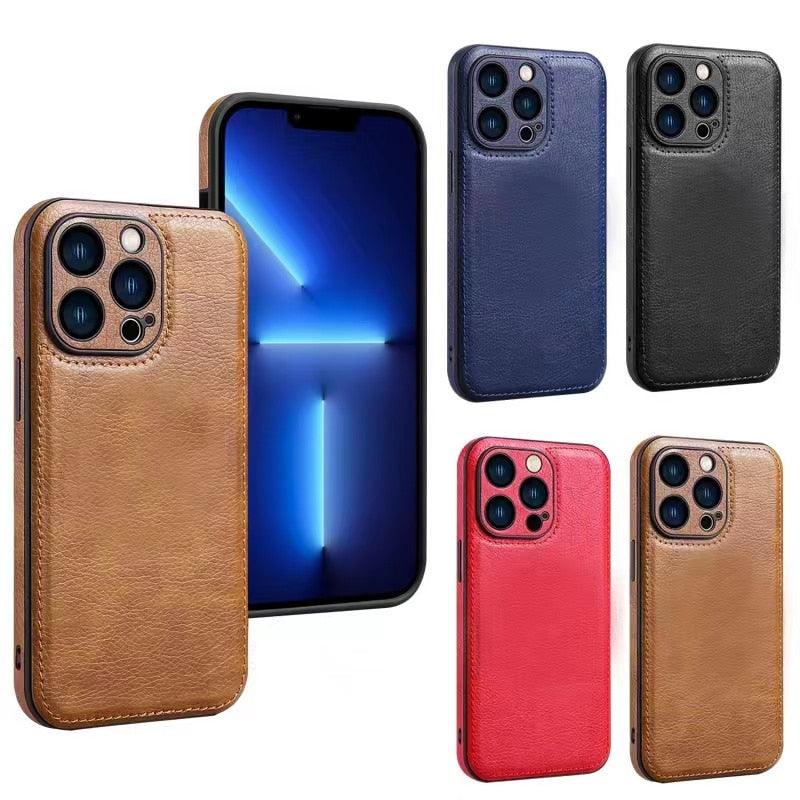 Étui de Téléphone en Cuir PU de Luxe Pour iPhone 14 13 Pro Max 12Pro 11Pro Max 13 12 Pro XS MAX XR X SE 7 8 plus Coque Arrière Tendance Étui Arrière en Cuir pour iPhone 14 Pro Housse Antichoc pour iPhone
