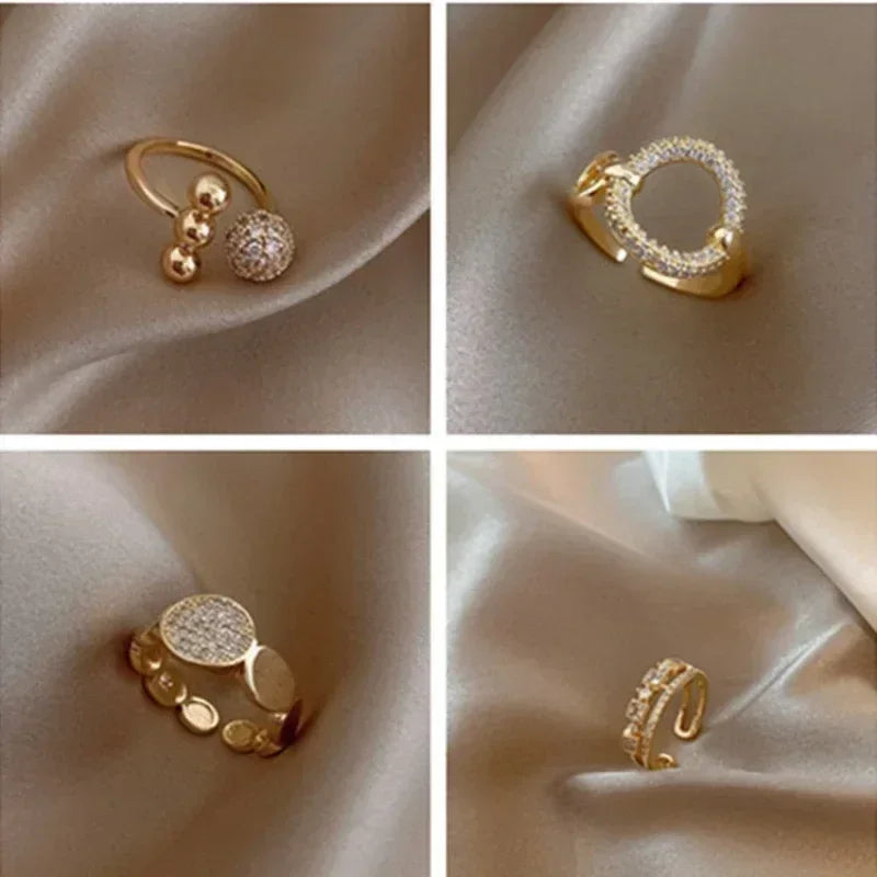 Bague ouverte feuille plaquée or de luxe léger, bague de doigt géométrique exquise en zircon en forme de nid d'abeille, tendance, bijoux de mariage, cadeau de fête
