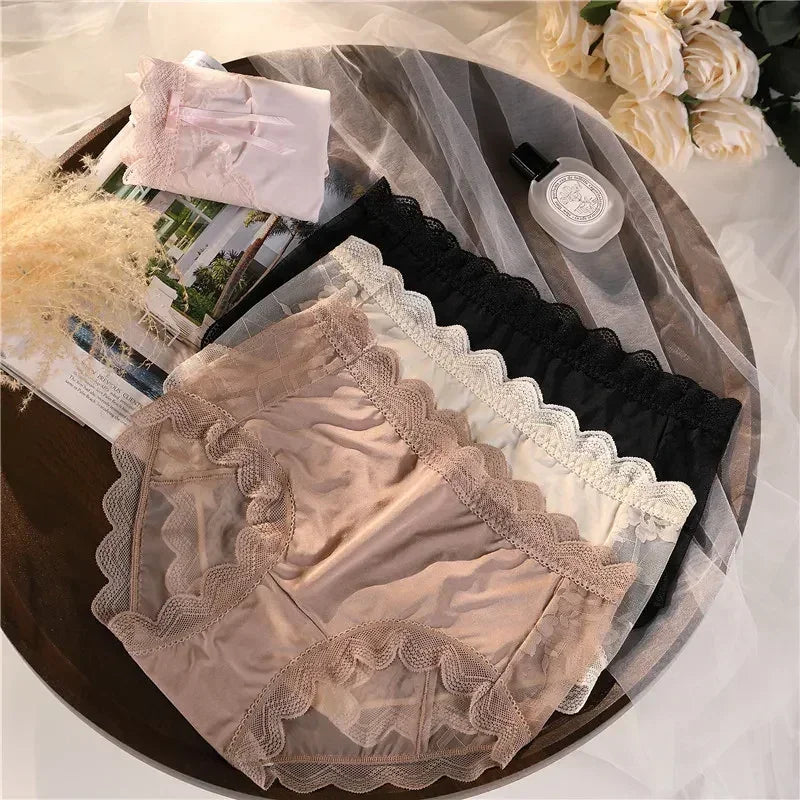 Culotte femme grande taille XL-3XL, en dentelle, transparente et creuse, lingerie sexy et respirante, nouveauté
