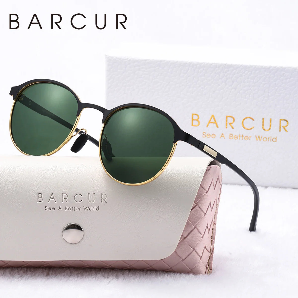 BARCUR Lunettes de soleil rétro polarisées pour femmes – Élégantes montures circulaires noires en métal, protection UV400, élégantes lunettes de voyage avec emballage cadeau personnalisé pour les journées d'été, les filles et les femmes