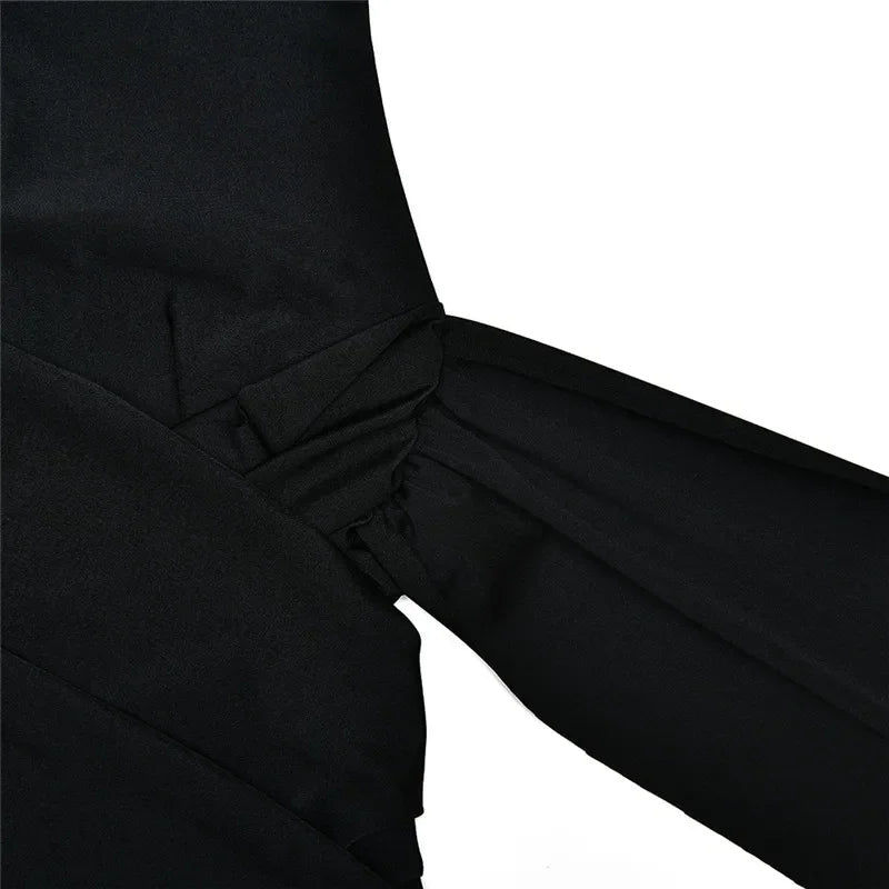 Mini-robe sans manches à col roulé | Robe de soirée asymétrique froncée - Femstylo