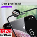 Lot de 2 verres trempés en alliage anti-poussière pour iPhone 14, 13, 12, 11 Pro, XS MAX, XR, protecteur d'écran pour iPhone 13 Mini, 14 Plus, verre de protection bord à bord, entièrement adhésif pour iPhone