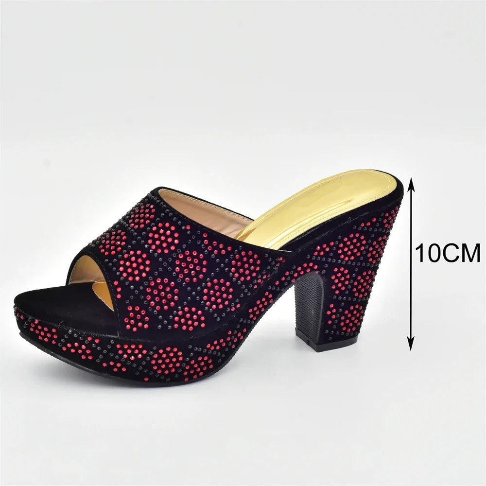 Ensemble assorti chaussures et sac italiens avec strass