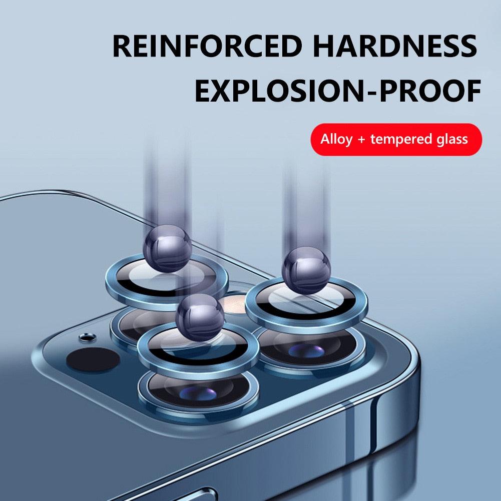 3 Films de Protection d'objectif d'appareil Photo Pleine Couverture Anti-rayures HD en Verre Protecteur d'objectif pour iPhone 14 Pro/14 Pro Max Verre d'objectifs avec Bord en Aluminium Compatible avec iPhone