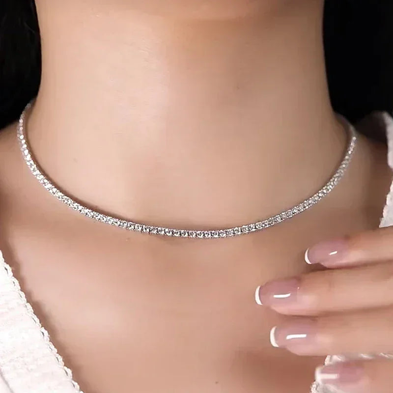 Nouveau collier ras du cou chaîne S925 en argent sterling hip-hop avec pendentifs CZ complets pour femmes, bijoux fins de luxe en zircon cubique AAA, accessoires courts