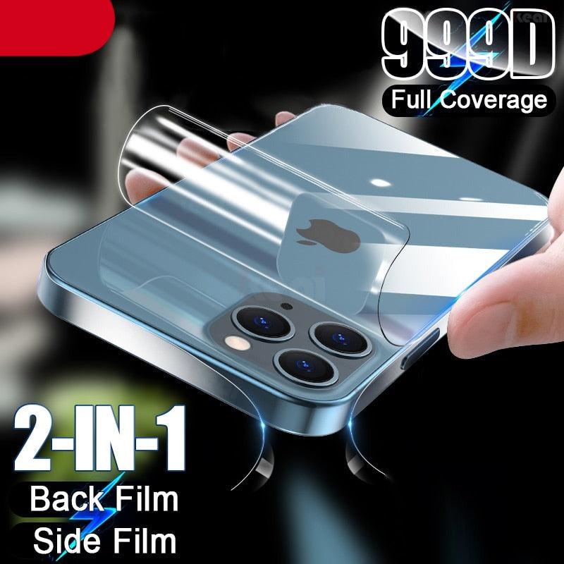 Film arrière intégral pour iPhone 13 12 Pro Max Mini Accessoires de téléphone portable Film latéral non-protecteur d'écran en verre Ultra-mince Transparent/Mat Film latéral et arrière Autocollant de bordure anti-rayures