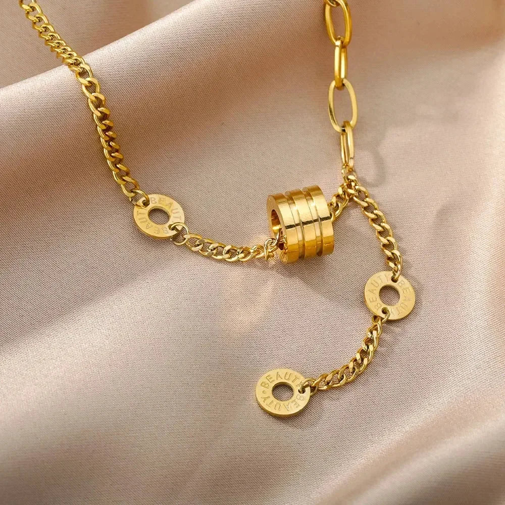 Collier multicouche cœur en acier inoxydable 316L pour femmes et filles, gothique, couleur or, chaîne de clavicule, pendentif ras du cou, cadeau d'anniversaire