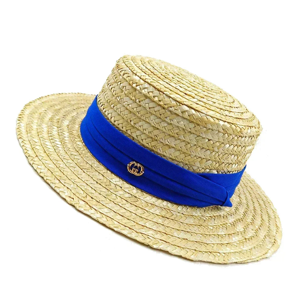 Chapeau de paille d'été élégant pour femmes, chapeau de soleil de voyage en bord de mer style Hepburn à large bord