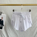 Short de Sport Femme Yoga Taille Haute Double Couche Séchage Rapide Respirant Athlétique Short d'Extérieur Loisirs Course Fitness