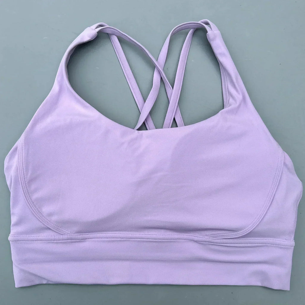 Soutien-gorge de sport uni pour femme, doux, haute résistance, haut moulant d'entraînement complet, gym, yoga, avec coussinets de poitrine