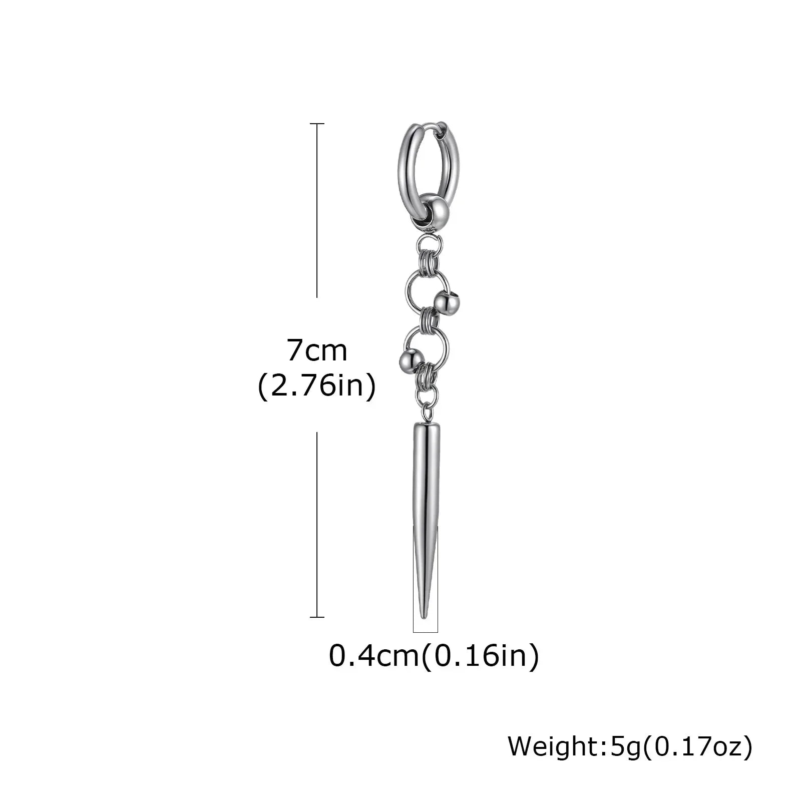 Boucles d'oreilles Huggies Punk pour homme, boucles d'oreilles pendantes vintage en acier inoxydable avec longue chaîne, cadeau élégant boucles d'oreilles croix