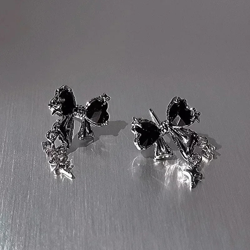 Nouvelles boucles d'oreilles clous Zircon Bowknot Y2K pour femmes Mode coréenne Couleur argent Cristal rose Boucles d'oreilles personnalisées Bijoux de fête Cadeaux