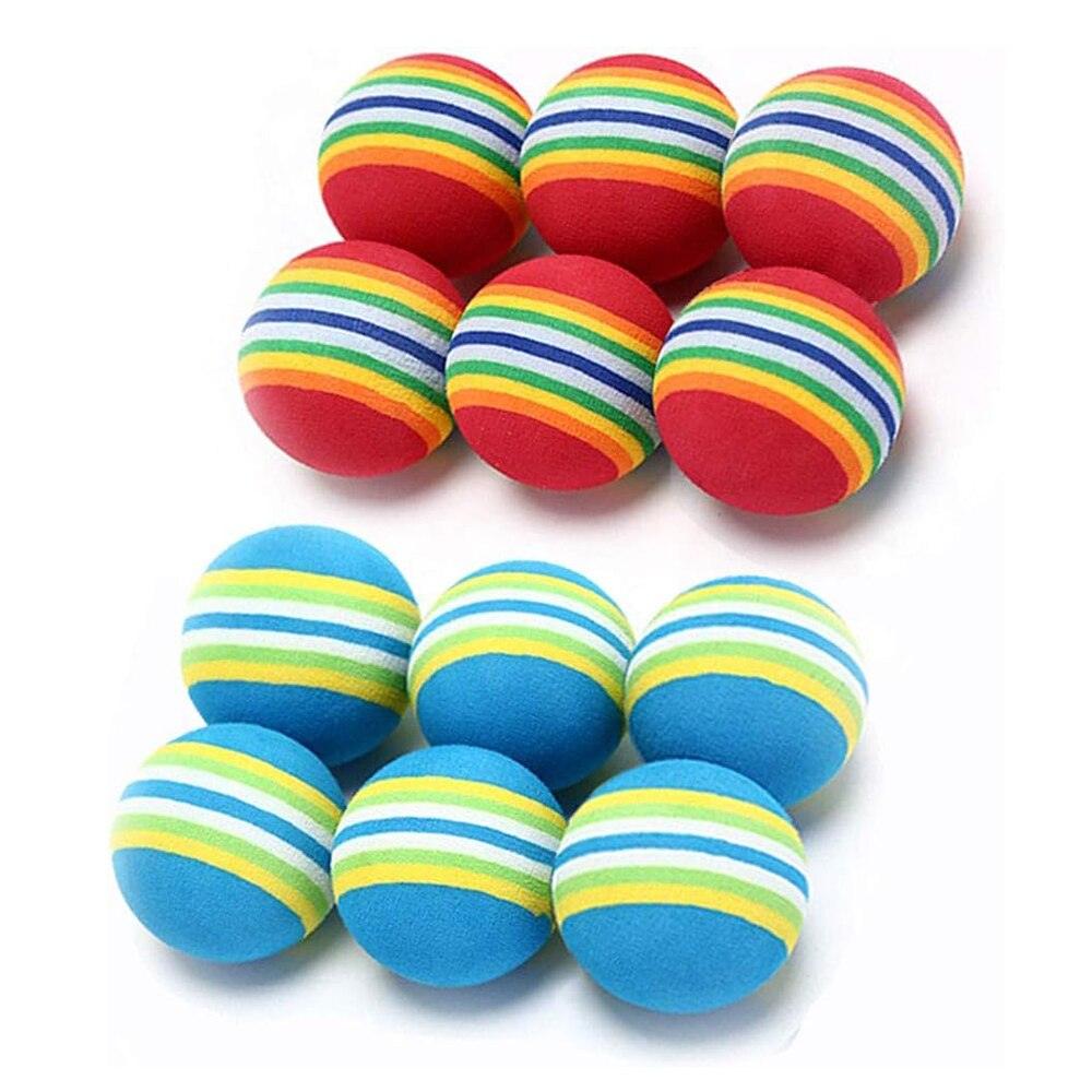 10 balles de jeu interactives pour chat d'intérieur, rouges, arc-en-ciel, en mousse souple, jouets pour chiots, activité, chasse, jeu silencieux, balles éponge, jouets pour chiens, chiots, chatons
