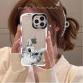Coque de téléphone mignonne de chat pour iPhone 11 12 13 Mini Pro Max 14 Pro Max Étui coque de téléphone imprimable vierge en caoutchouc souple poli et cool