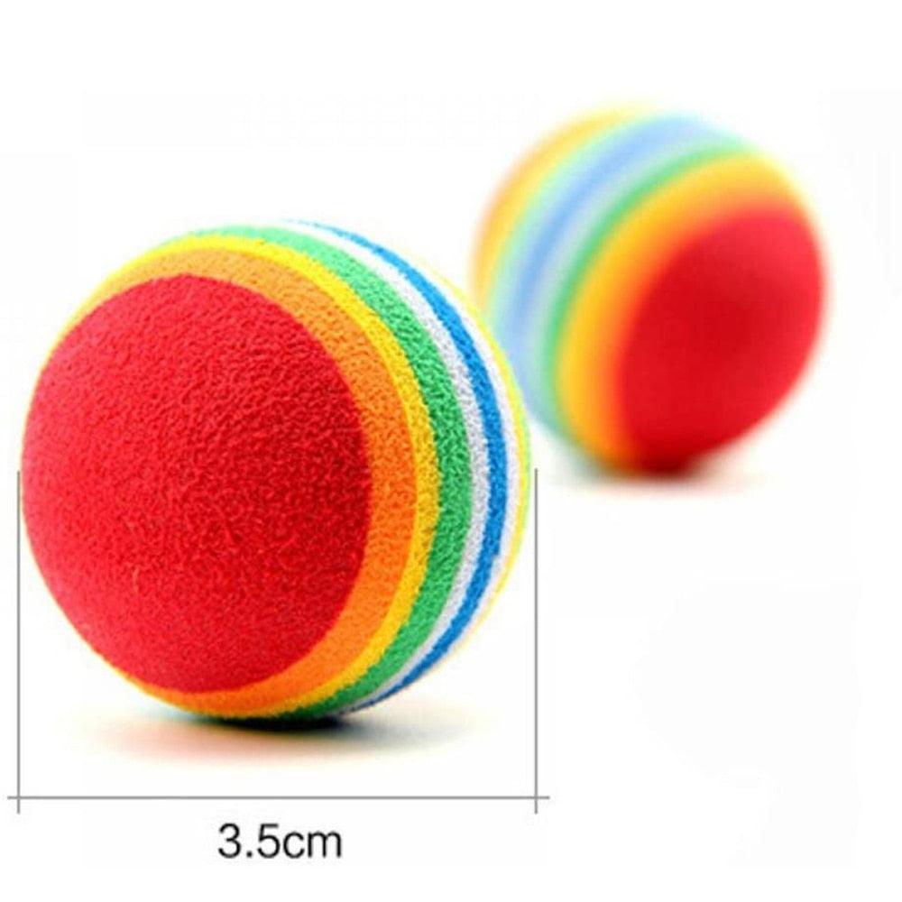 10 balles de jeu interactives pour chat d'intérieur, rouges, arc-en-ciel, en mousse souple, jouets pour chiots, activité, chasse, jeu silencieux, balles éponge, jouets pour chiens, chiots, chatons