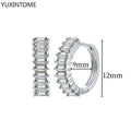 Boucles d'oreilles créoles tendance en argent sterling 925 avec aiguille d'oreille en cristal blanc de luxe pour femme, cadeau de bijoux de mariage