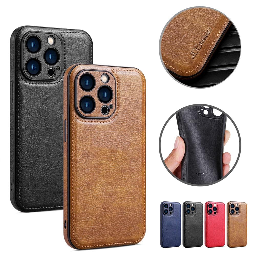 Étui de Téléphone en Cuir PU de Luxe Pour iPhone 14 13 Pro Max 12Pro 11Pro Max 13 12 Pro XS MAX XR X SE 7 8 plus Coque Arrière Tendance Étui Arrière en Cuir pour iPhone 14 Pro Housse Antichoc pour iPhone